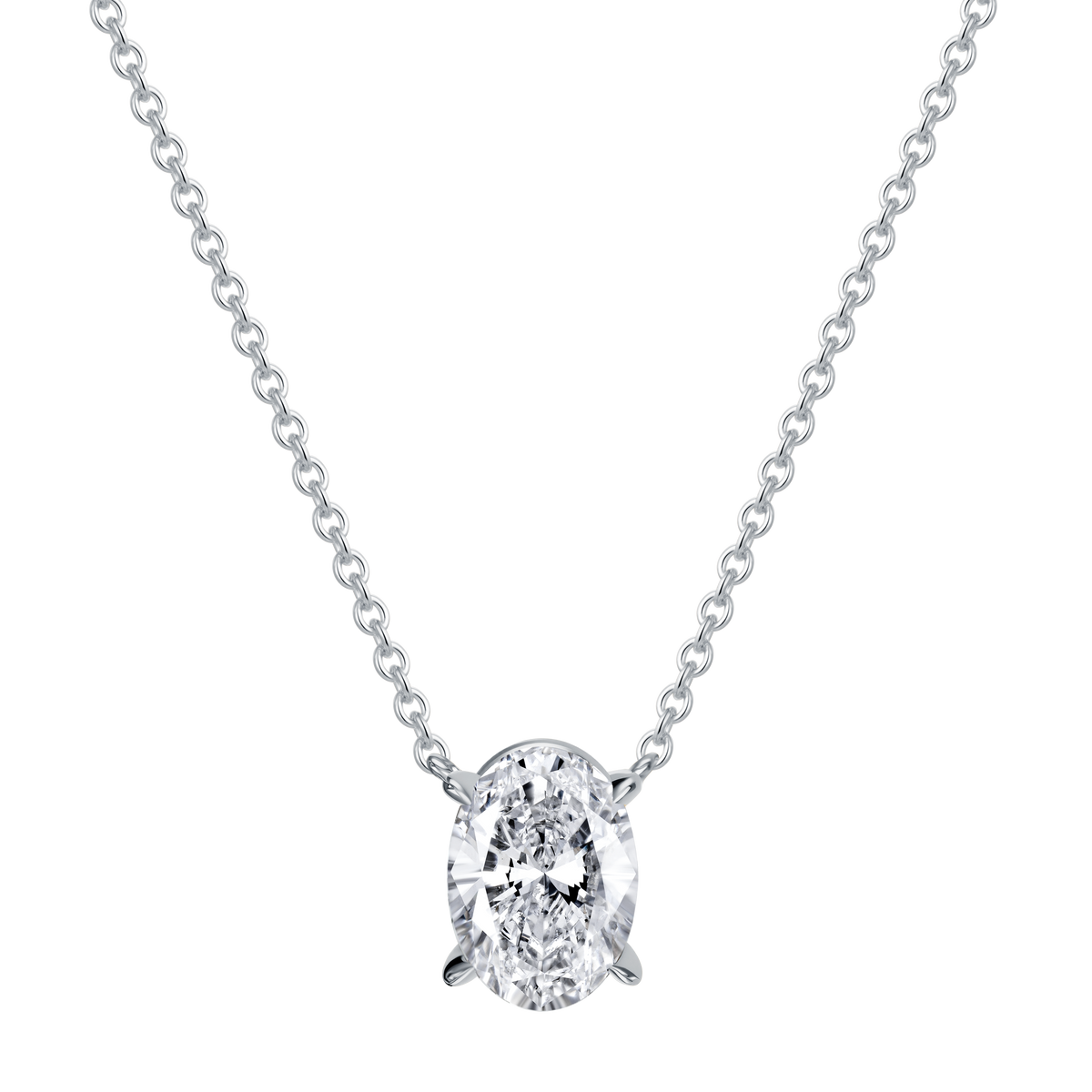 2 CT Lab Diamond Necklace in 14K White Gold