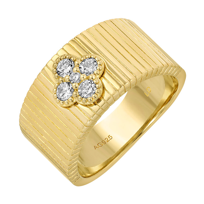 Lab-Grown Diamond Ring in 14K Yellow Gold-Plated Sterling Silver - SL066LDR5YCA1