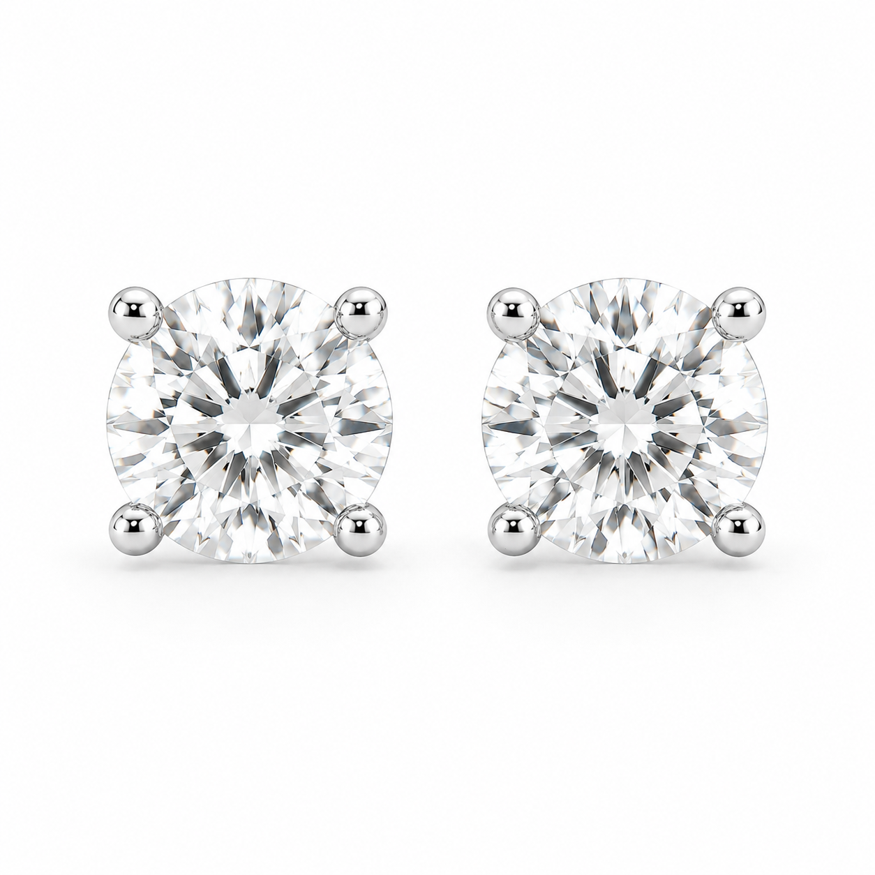 Round 3 CT Diamond Stud Earrings in 10K White Gold