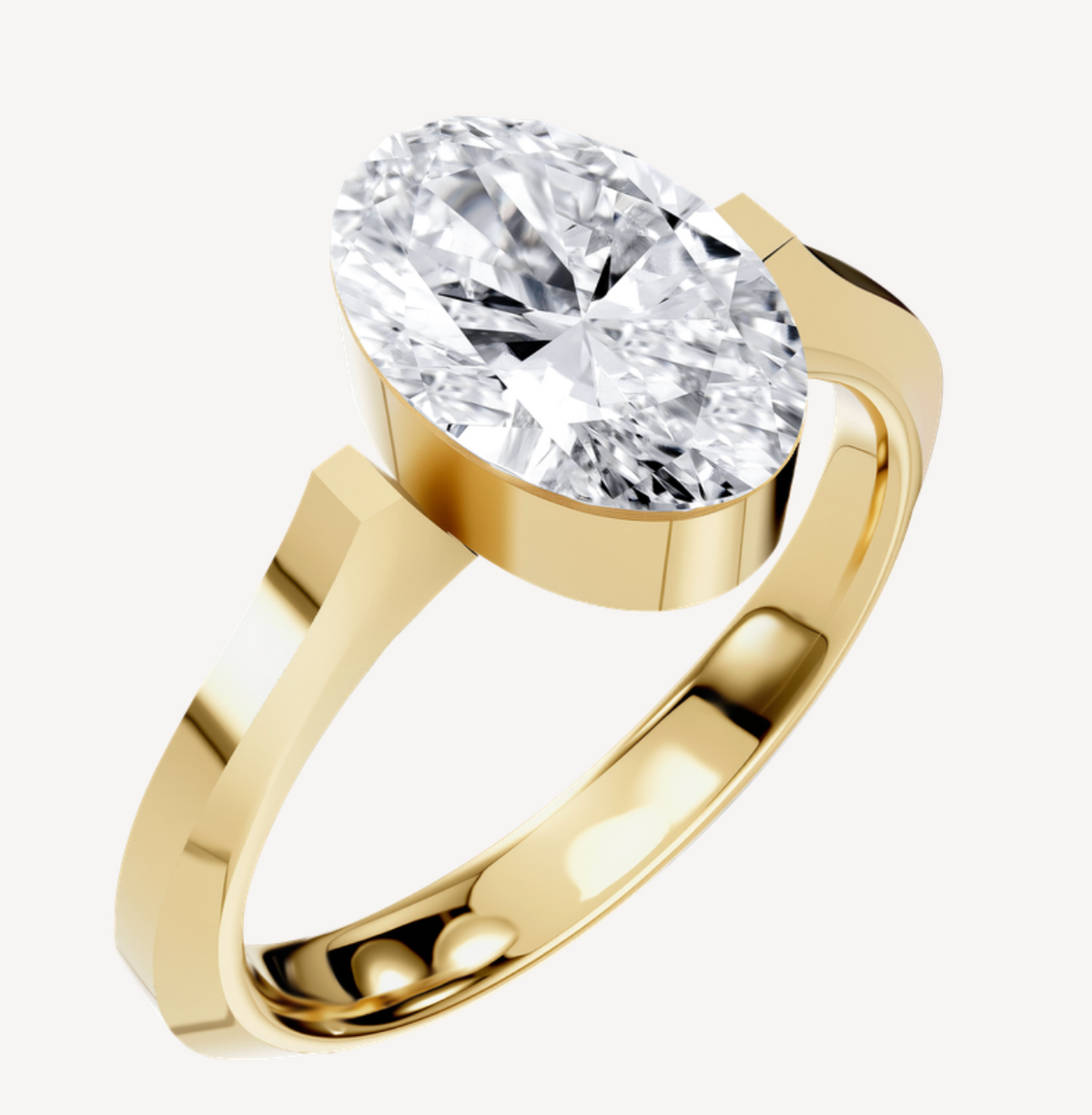 1 CT Lab Diamond Oval Ring in 14K Yellow Gold