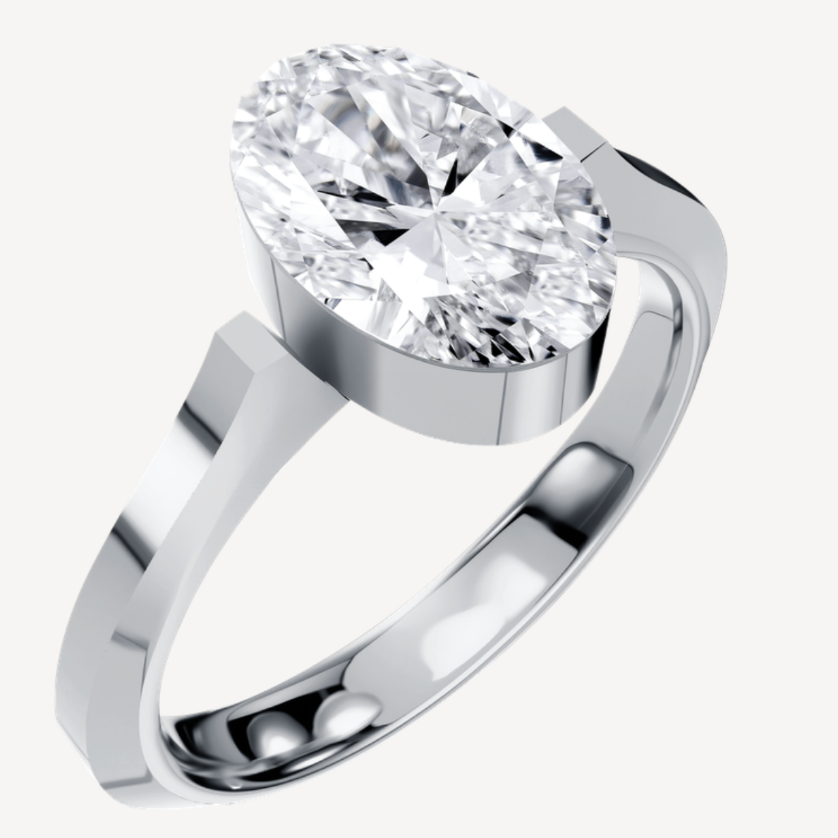 1 CT Lab Diamond Oval Ring in 14K White Gold