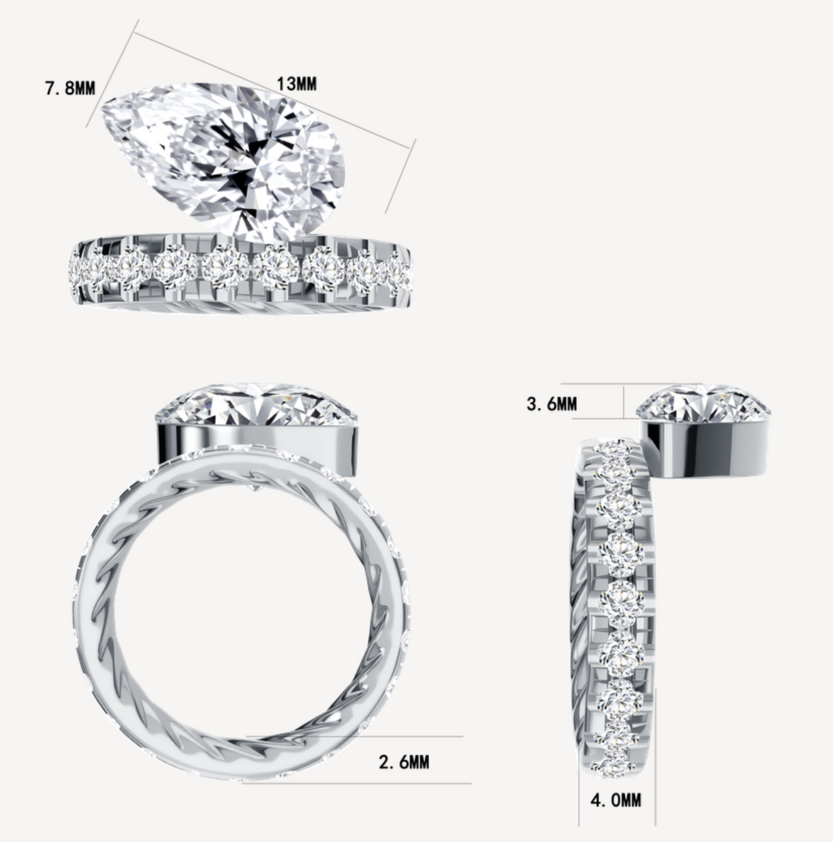 3 CT Lab Diamond Ring in 14K White Gold