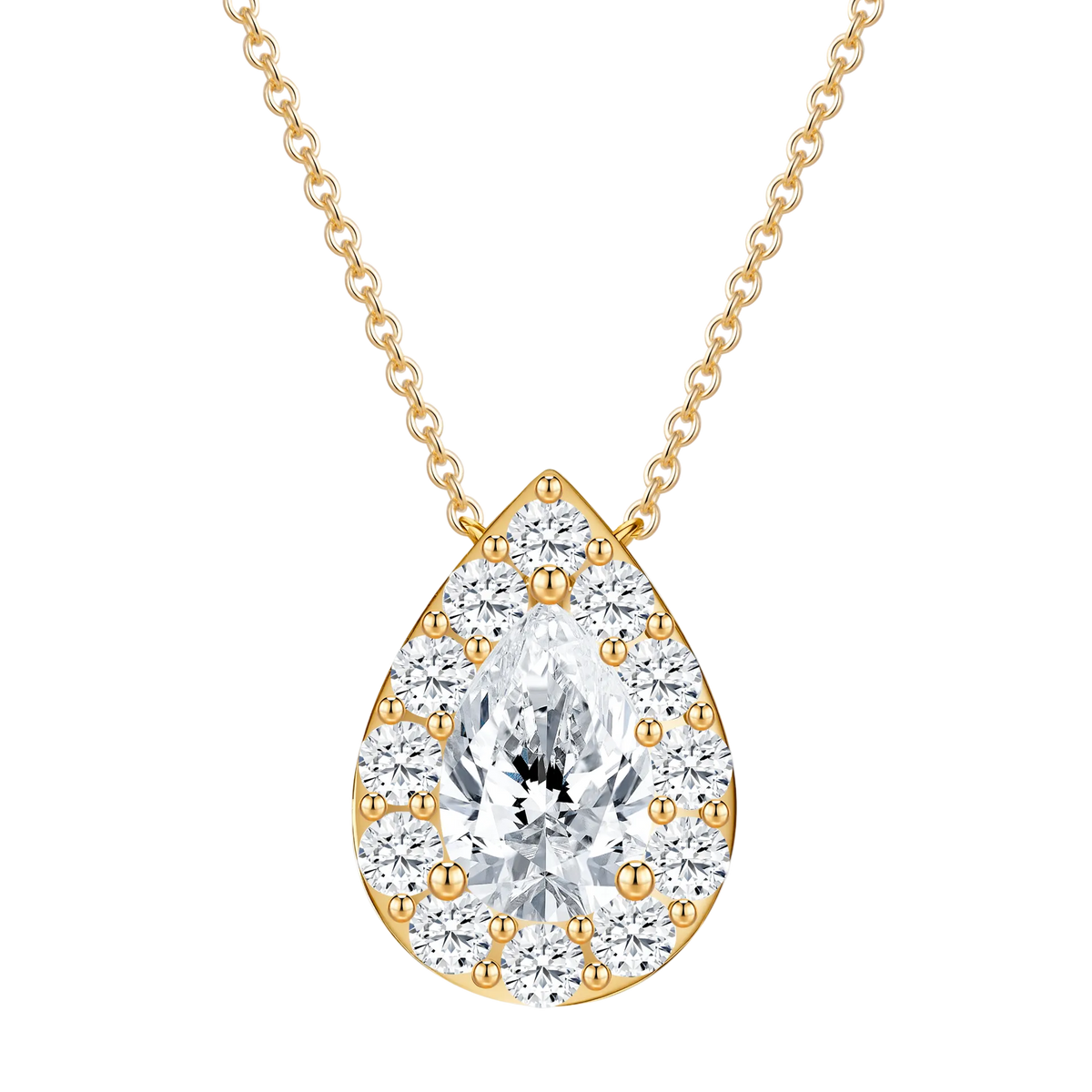 2 CT Lab Diamond Necklace in 14K Yellow Gold