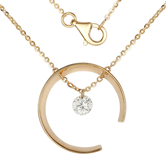 Unclosed Circle Diamond Float Necklace