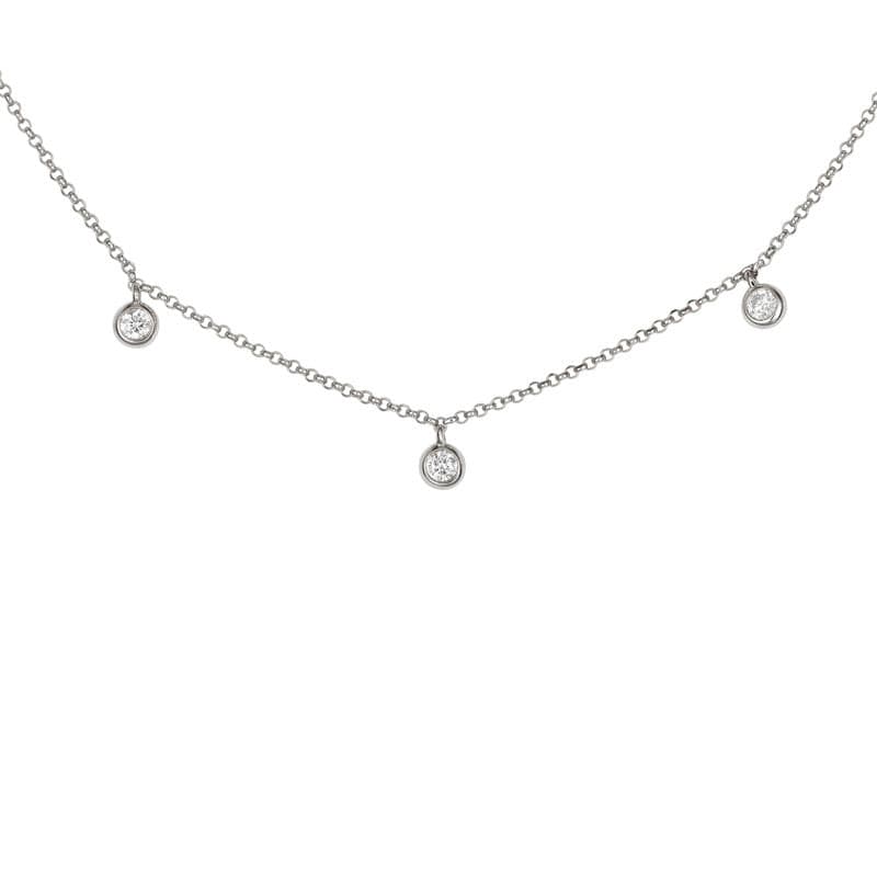 3 Diamond Bezel Spaced Charm Necklace