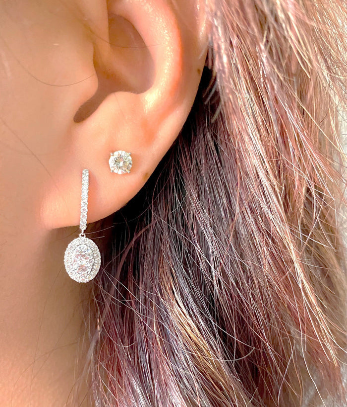 Diamond Hoop Oval Earrings