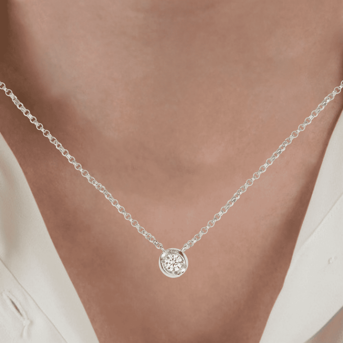 Suspended Diamond Solitaire Necklace