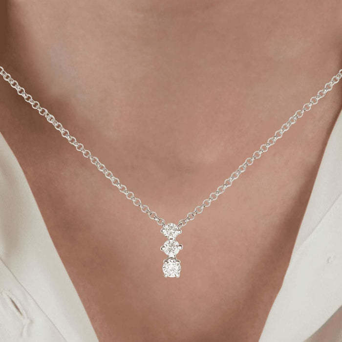 3 Diamond Stacked Float Necklace