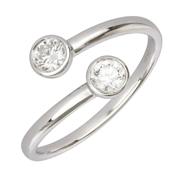 White Gold Diamond Bezel Open Spiral Ring